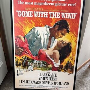 Classic 'Gone with the Wind' Movie Poster - Red and Orange
